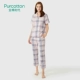 Purcotton / cotton thời đại mùa xuân và mùa hè sản phẩm mới dành cho phụ nữ kẻ sọc ngắn tay bộ đồ phục vụ tại nhà bộ đồ ngủ rộng rãi có điều hòa nhiệt độ - Nam giới
