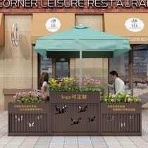 Outdoor flower box combination iron stainless garden flower trough Square Street Real Estate Sales Department outdoor anti-corrosion flower bed