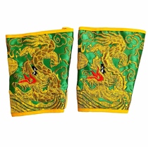 Buddhist paraphernalia flat embroidery double dragons playing with beads full golden onions dragons and childrens hands feet sleeves custom embroidered hand and foot buttons for performance color