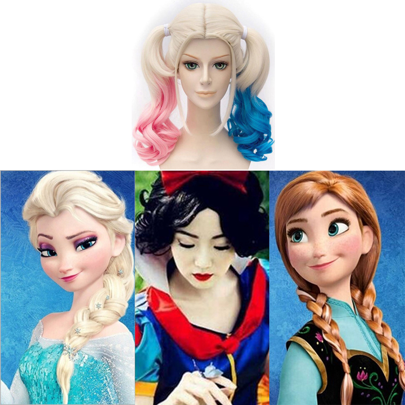 Minghuan Animation Accessories Props Snow White Elsa Anna Harley Quinn Wigs Socks Foot Covers