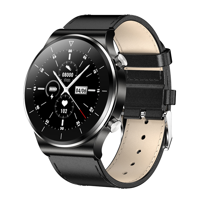 Black Beltfashion business affairs intelligence Wrist watch motion male Bluetooth conversation listen to the music Round screen Bracelet heart rate blood pressure Blood oxygen monitor waterproof run multi-function apply Android Huawei gt2pro Apple Pedometer