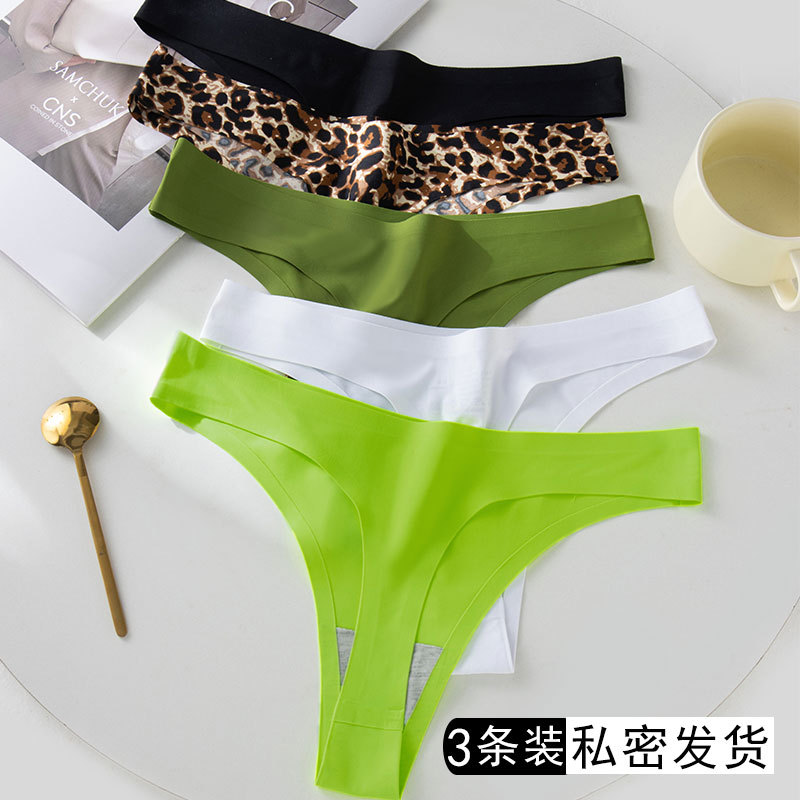 T-Back Seamless Underwear for Women, One-Piece Sexy Leopard Print European and American Style, Sports Fitness Plus Size Yoga T-Pants for Women
