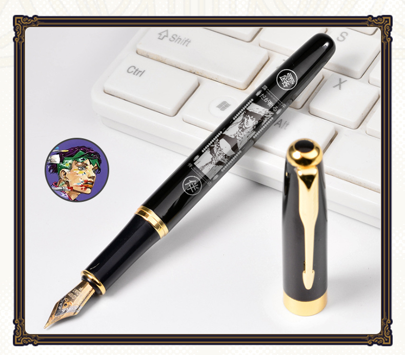 Anime JoJo/'s Bizarre Adventure Rohan Kishibe Metal Fountain Pen Ink Set Gift
