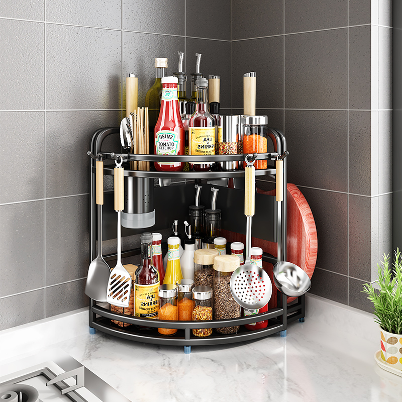 Kitchen Corner Seasoning Shelf table surface multifunction deity Triangle Condiment Bottle Oil salt sauce Vinegar Containing shelf
