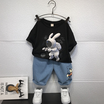 South Korean boy short sleeve suit Chaonets Red Shuai clothes Childrens clothes Summer 2021 Summer clothes Baby Two sets