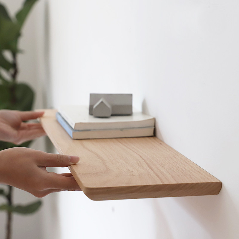 Nordic Solid Wood Invisible Lined Board Wall Wall-mounted Wood Shelve Wood Shelve Shelf Household Finishing Partition Board
