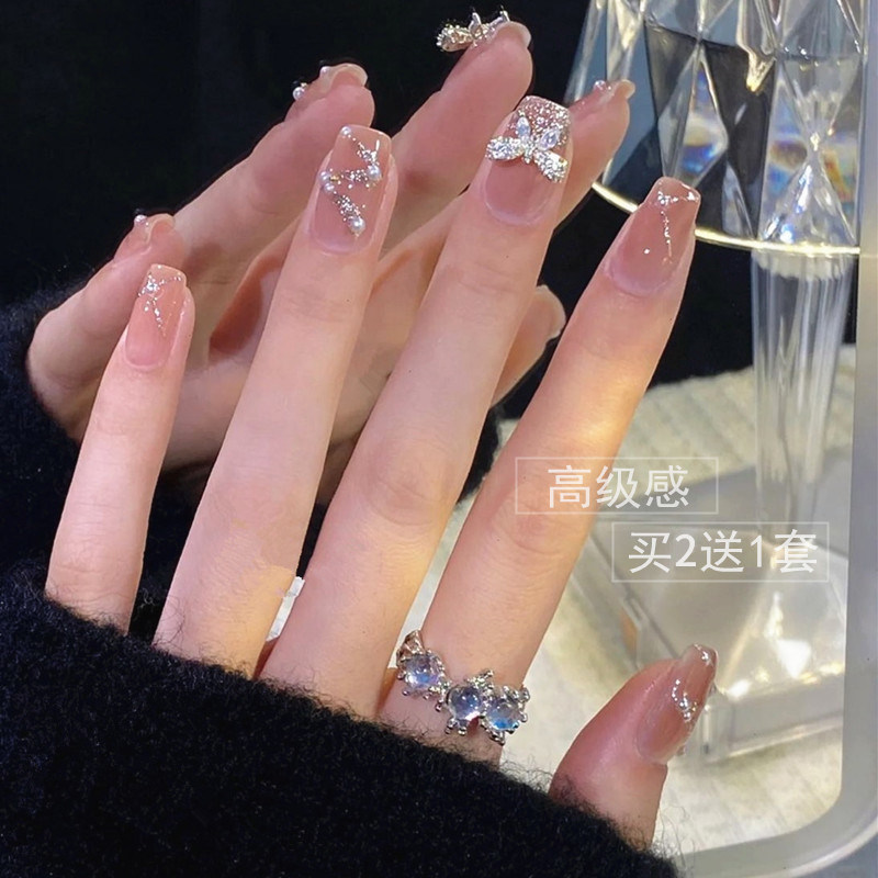 Finished wearable finished nail patch fake nails stick nails with nail patch girls long term