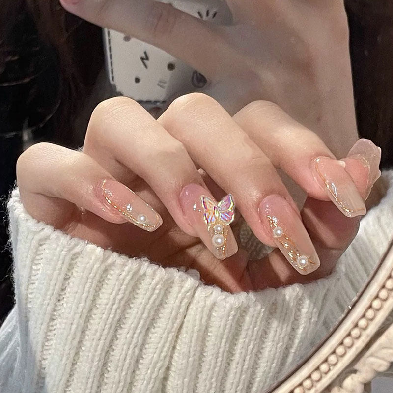 Long Island ice tea wear nail manicure finished wearable European and American high-end French style nail stickers self-adhesive nail stickers