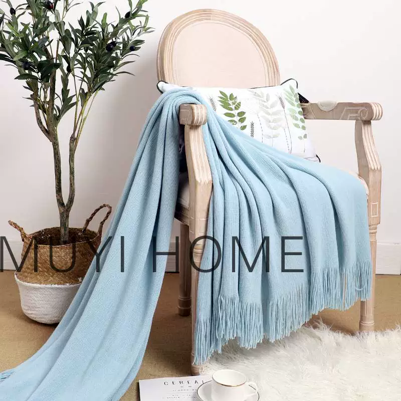 Bắc Âu tinh khiết màu hoang dã dệt kim tua giải trí chăn sofa chăn giường và cuối giường khách sạn chăn với khăn choàng chăn - Ném / Chăn