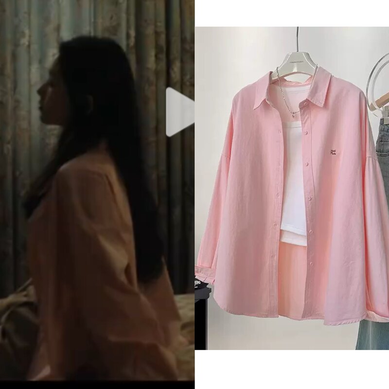 The Same Style Shirt Worn by Lin Yutong and Liu Haocun from the Drama "The Vanishing People" Is a Spring/Summer Long-Sleeve Simple Casual Shirt Jacket with Sun Protection
