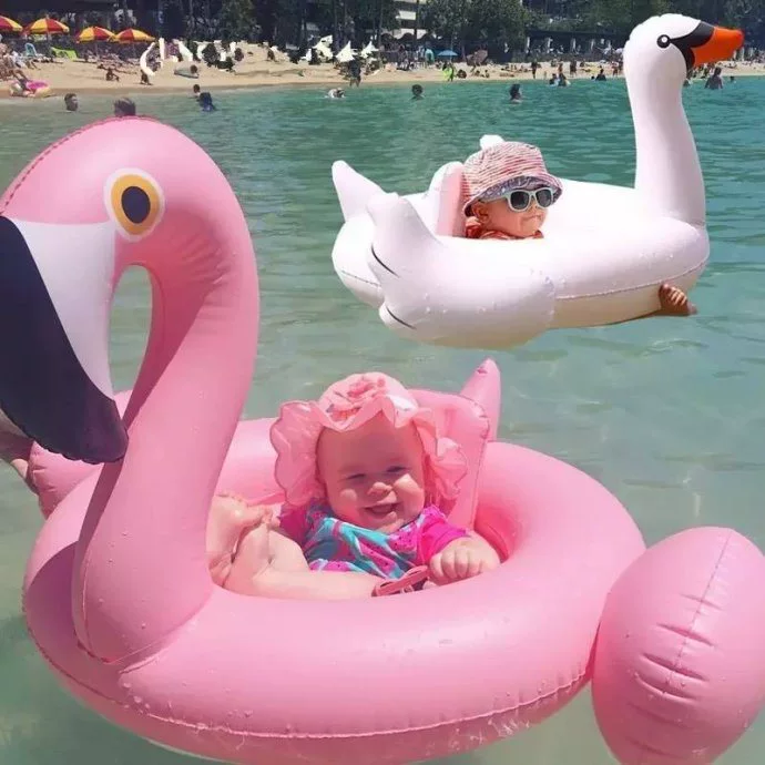 Vòng bơi trẻ em 1-4 tuổi flamingo vòng bơi bé dày nách nhẫn trắng thiên nga trẻ em vòng ghế - Cao su nổi