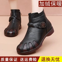 Утепленная обувь для матери, удерживающие тепло нескользящие короткие сапоги для кожаной обуви, для среднего возраста, мягкая подошва