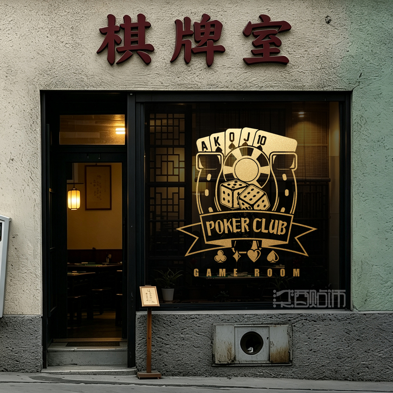 Chess and Card Room, Poker and Board Game Hall, Entertainment Club, Glass Door, Window Decoration Stickers, Wall Hollow-Out Solid Color Wall Stickers Chess and Card Room, Poker and Board Game Hall, Entertainment Club, Glass Door, Window Decoration Stickers, Wall Hollow-Out Solid Color Wall Stickers