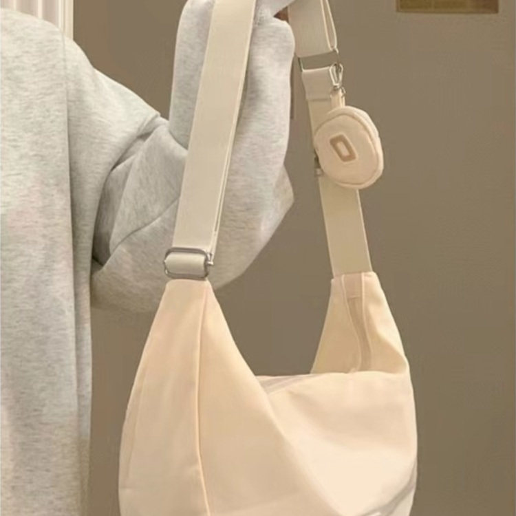 Белая сумка для поездок на работу, студенческая женская новая диагональная сумка через плечо, холщовая сумка для пельменей большой емкости, сумка-клецка