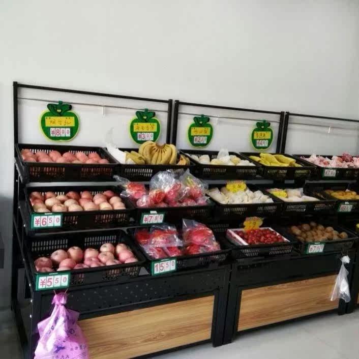 Supermarket Fruit Vegetable Shelving Easy Multilayer Vegetable Shelving Water Fruit Shop Shelf Convenience Store Steel Wood Shelf