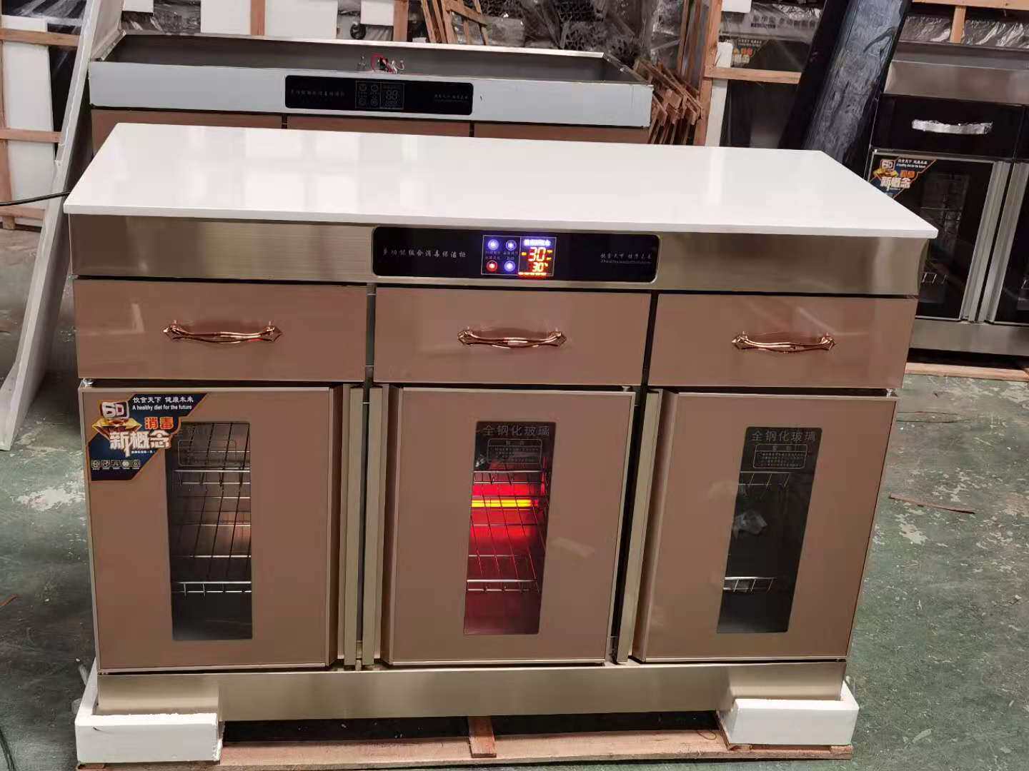 Multifunctional Commercial Disinfection Cabinet Fire Boiler Shop Self-seasoning desk Dining Cabinet Hotel with Spicy Hot Sauce and Saucepan Tea Water Cabinet