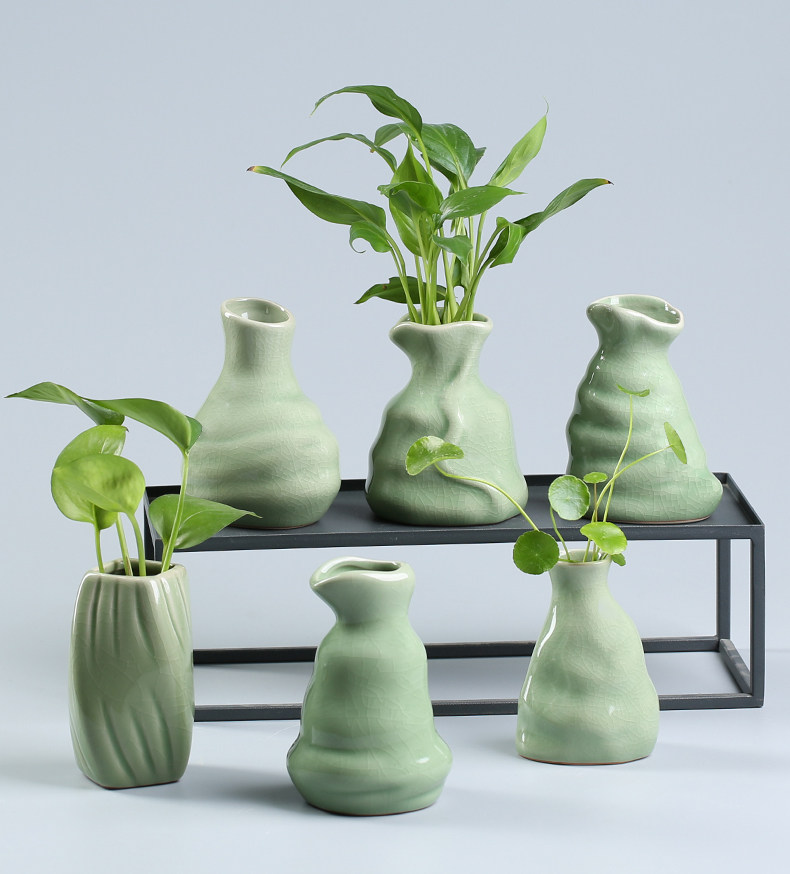 哥窑花插水培清新小花瓶个性创意简约卧室客厅摆件插花瓷瓶摆件 景德镇名瓷在线