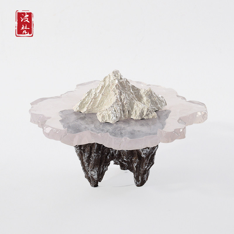 New Chinese fake mountain parts living room parlor transparent resin sculpture after modern template room soft decoration
