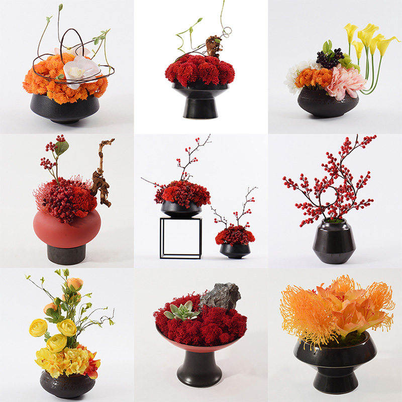 New Chinese Living Room Bonsai Swing Piece Living Room Xuanguan Cabinet Tea Room Edge A Few China Red Emulation Floral-Like Board Room Accessories