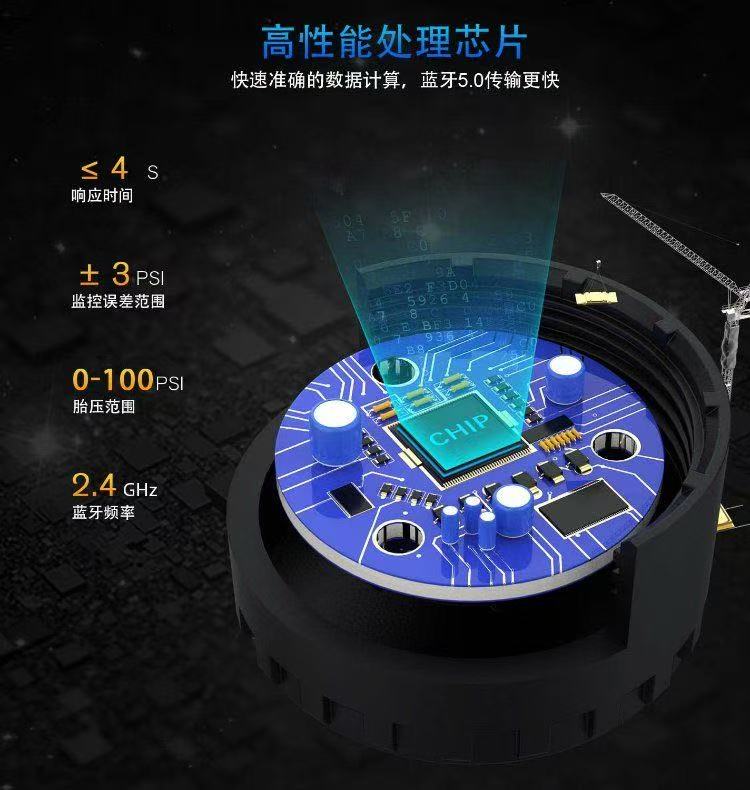 Car and Motorcycle Tire Pressure Monitor, External High-Precision Mobile Phone Bluetooth Wireless Transmission Tire Pressure Detector for Cycling