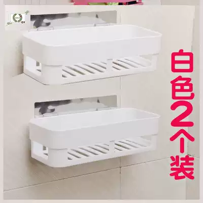 Punch-free wall shelf Kitchen powder room Bathroom wall storage shelf Refrigerator wall-mounted suction wall bed basket
