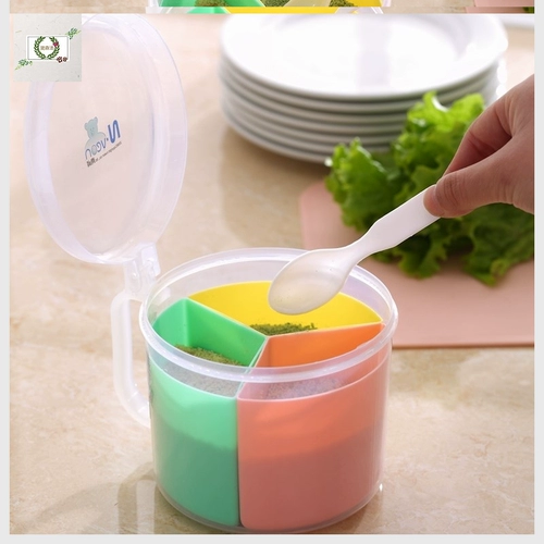 Ящик для приправы домохозяйства красочная интегрированная сплит -цветовая раунда приправа 3 -1 -1 приправа может ловить бесплатную доставку