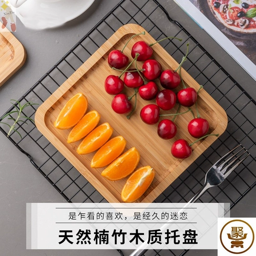 Деревянный поддон творческий пицца бамбук деревянный домашний чайный поднос японский стиль прямоугольный торт с твердым деревянным чашкой деревянный