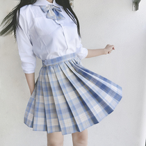 Summer college style Japanese jk uniform Ice cream plaid pleated skirt shirt School uniform set full set Genuine set