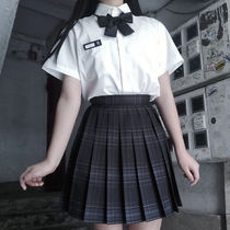 Carbon gray jk uniform skirt Genuine Japanese school uniform shirt Sailor suit grid skirt set full set of basic summer set