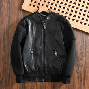 Экстравагантный корова товары! космический хлопок + комплекс защиты окружающей среды кожа! внешняя торговля мужской случайный воротник локомотив кожаная одежда куртка