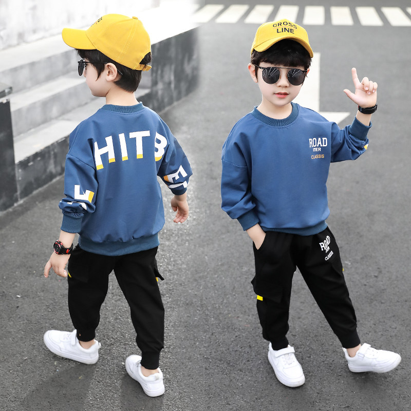 Boys spring and autumn suit 2021 new children's spring casual top casual two-piece middle and small children handsome Korean version of the tide boy