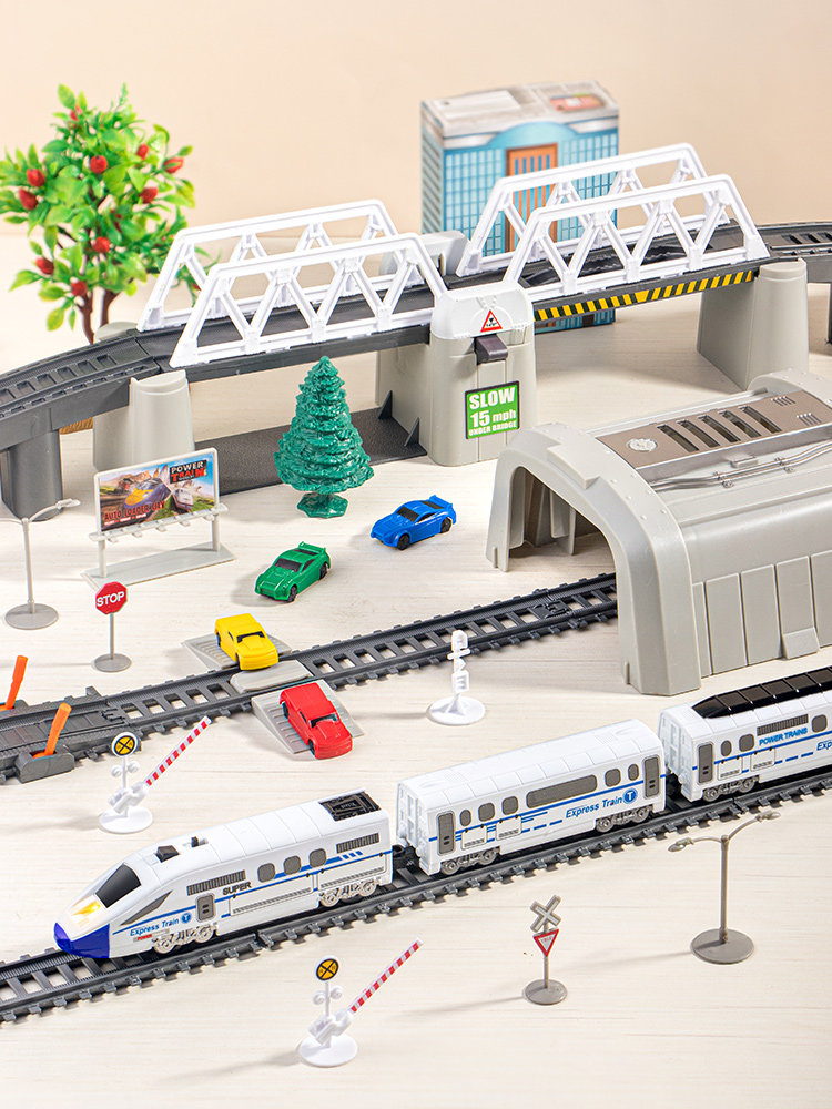 Children's Extra-Long Track Car Toy High-Speed Electric Train Model Harmony Express Train Boy's Birthday Gift