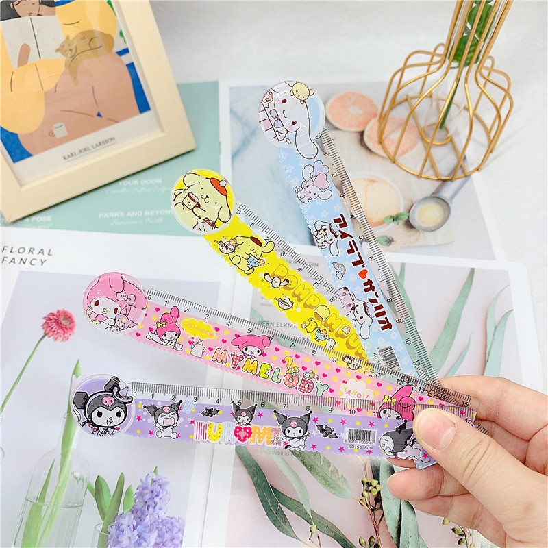 Cute Yugui dog pudding shape ruler student 15cm plastic with wavy line ruler creative primary school student prize