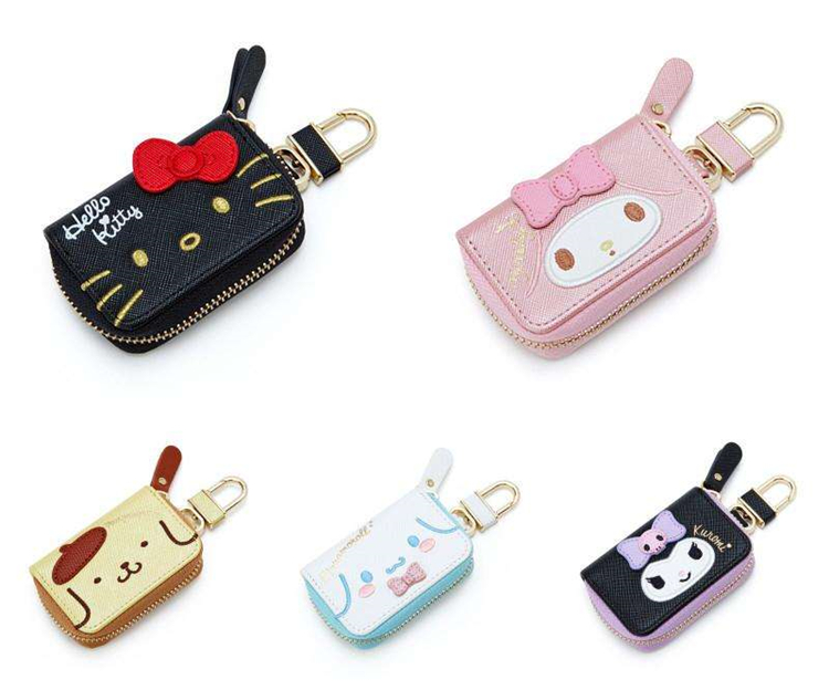 Cartoon Multifunction Leather Zero Wallet Solid Key Bag PU Pull Chain Cartoon Car Key Bag Cute Key Cover