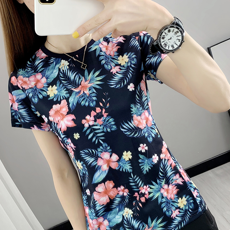 Speed Jersey Lady Short Sleeve Round Collar Elastic Breathable Outdoor Repair Body Thin Quick Dry T-shirt China Wind Printed Blouse