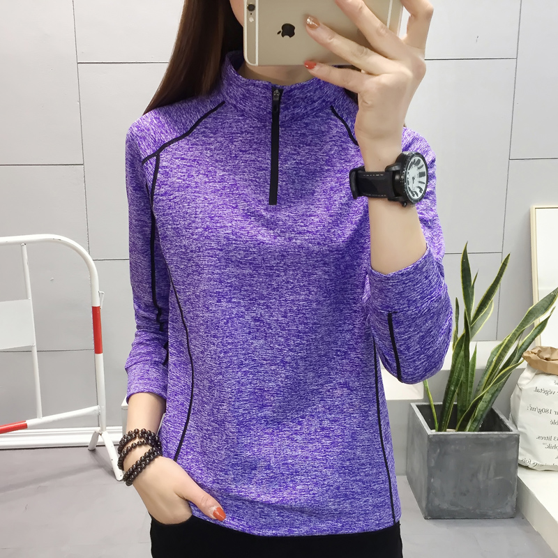 Long sleeve T-shirt men and women outdoor sports quick-drying clothes spring and autumn running stretch fitness fleece women's base shirt T-shirt