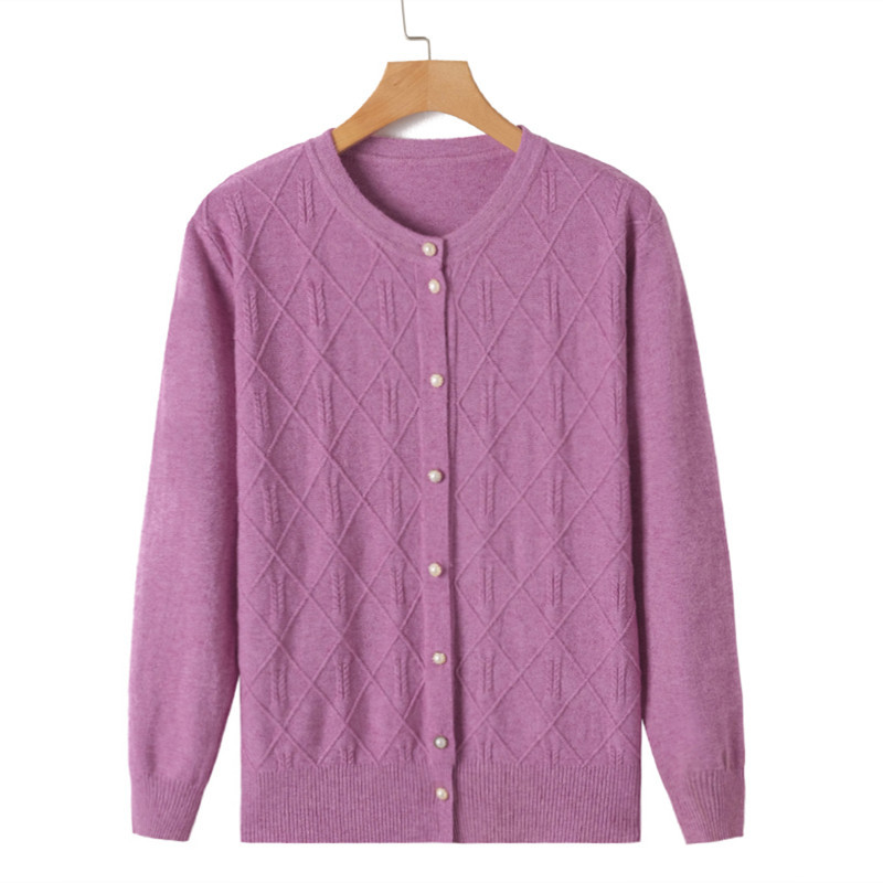 Mother's Spring and Autumn Sweater Cardigan Jacket 40-60 Women's Clothing Middle-Aged Stylish Short Knitwear Thin Top