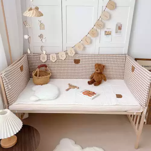 Кроватка, бортики, детская лента для приставной кровати, хлопковая ткань, съёмное ограждение, с медвежатами, защита от столкновений