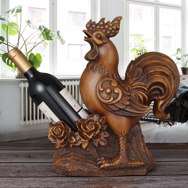 Simple Chinese grape wine rack ornaments zodiac chicken wine tray wine rack Dining room creative decoration rack