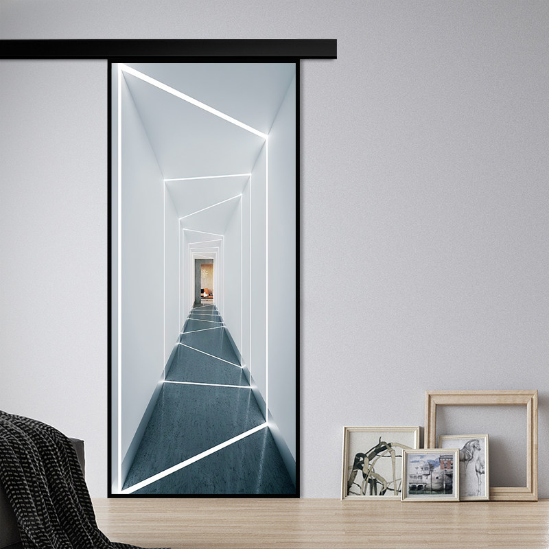 Nordic minimalist hidden track barn color carving paint solid wood powder room sliding kitchen toilet indoor paint door