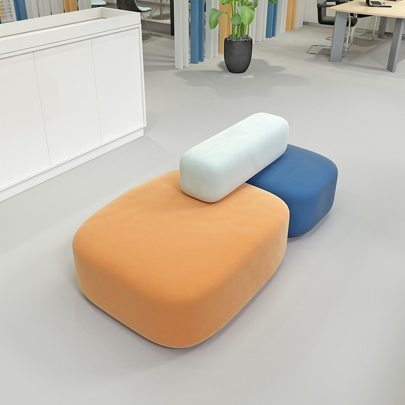 Office company reception, guest negotiation, waiting area, special-shaped creative modern leisure combination sofa stool