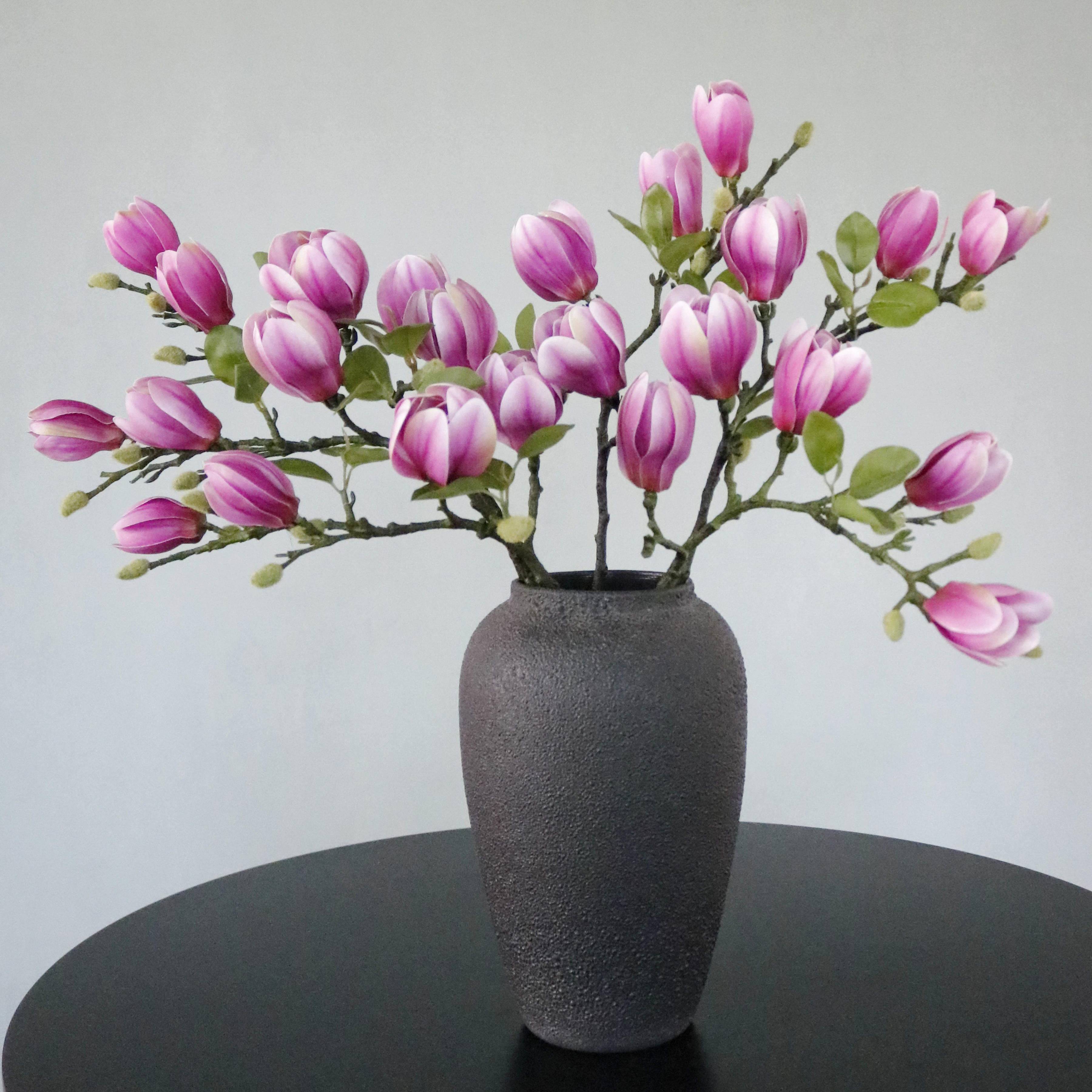 High-grade PU hand feel new Chinese style magnolia flower creative simple living room dining table porch decoration fake flower decoration