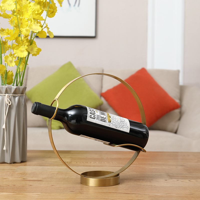 Red wine rack decoration home soft decoration living room electric atmosphere high-end simple creative oblique pure copper wine bottle rack