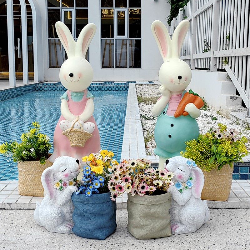 Outdoor Villa Garden Decorated Flower Pot Love Rabbit High-end Creative Fabrication Creative Household Plant Pot