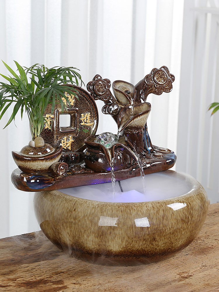 Feng Shui Wheel Lucky Flowing Water Ornament Circulating Water Fish Tank High-end Creative Room Transfer Ball Flowing Water Makes Money Opening Gift