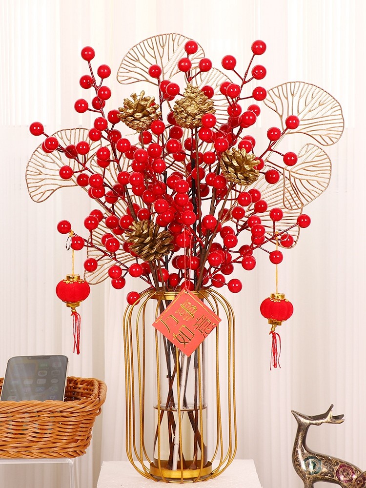 Red Fruits Hair Fruits Emulation Flowers Fake Flowers Winter Green Fruits Guests Upscale Creative Accessories Xuan Guan New Wedding Joe Relocating the Year Flowers 