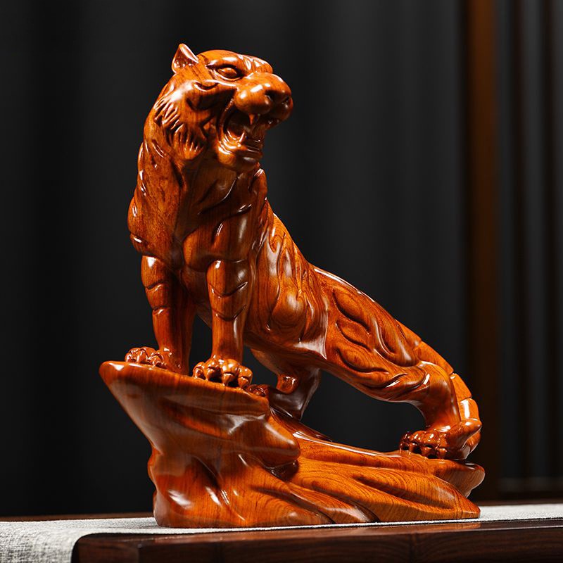 Pear whole wood carving ornament tiger solid wood carving simple atmosphere hall ornament high-end atmosphere upper-grade gift