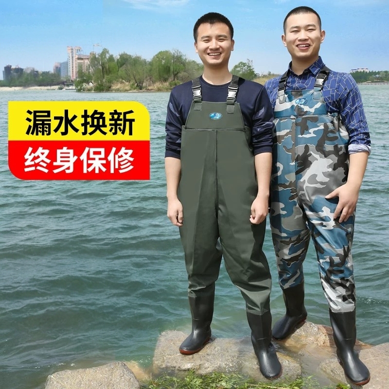 Japanese Waders with Built-In Rain Boots, Waterproof Clothing, Water Shoes, Half-Body One-Piece Suit for Fishing, Full-Body Thickened Version