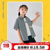 (Snoopy) minipeace peacebird childrens boys shirt paneled short-sleeved shirt two wear tide Ole