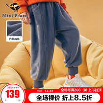minipeace PEACEBIRD winter new product boys contrast plus fleece slacks one piece velvet sports trousers Ole
